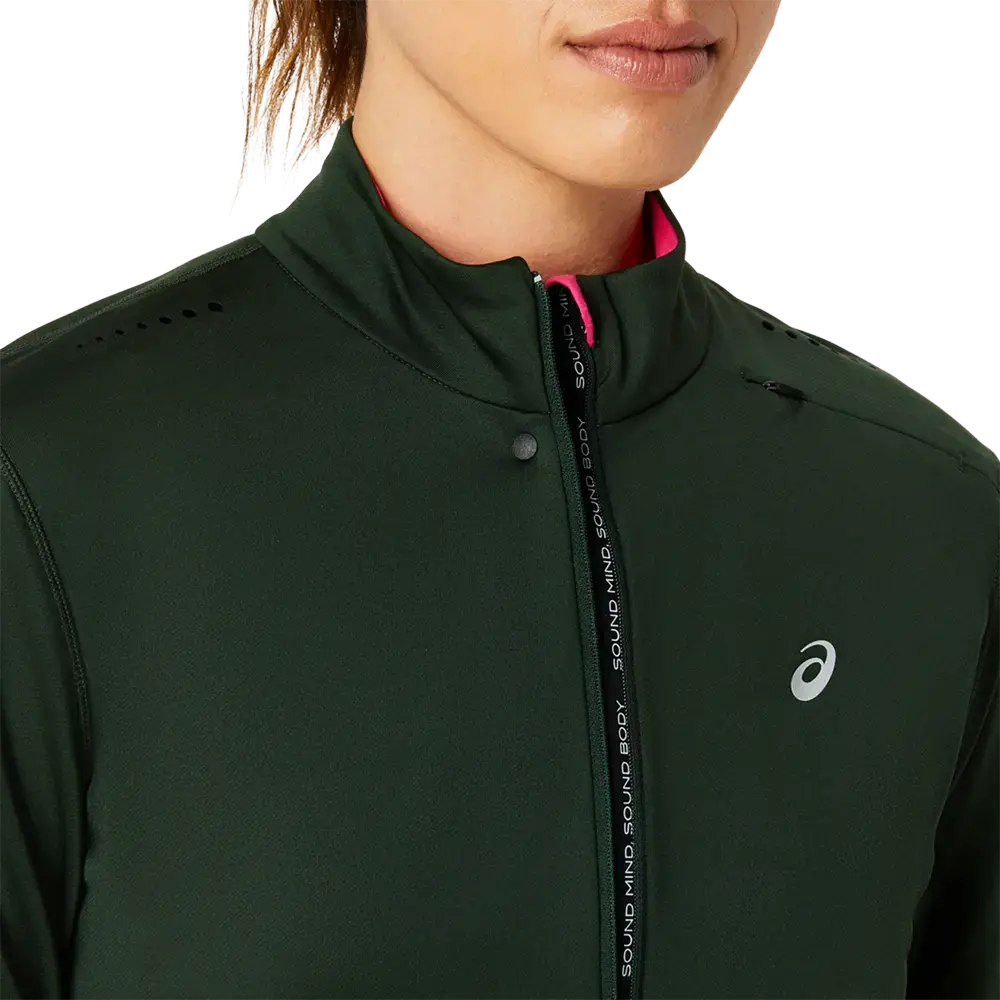 ASICS Winter Run 1/2 Zip Hardloopshirt Lange Mouwen Groen/Roze Dames