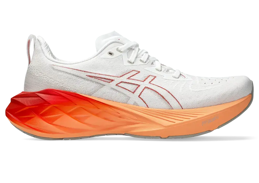 ASICS Novablast 4 Hardloopschoenen Wit/Rood/Oranje Heren