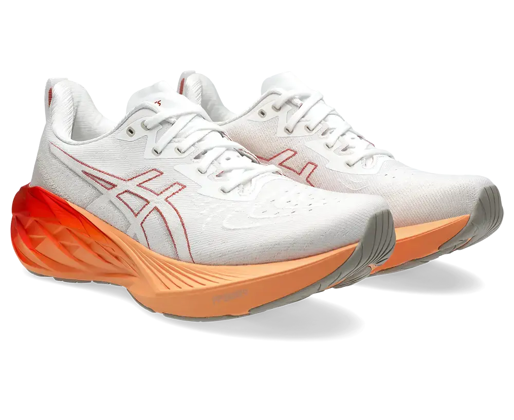 ASICS Novablast 4 Hardloopschoenen Wit/Rood/Oranje Heren