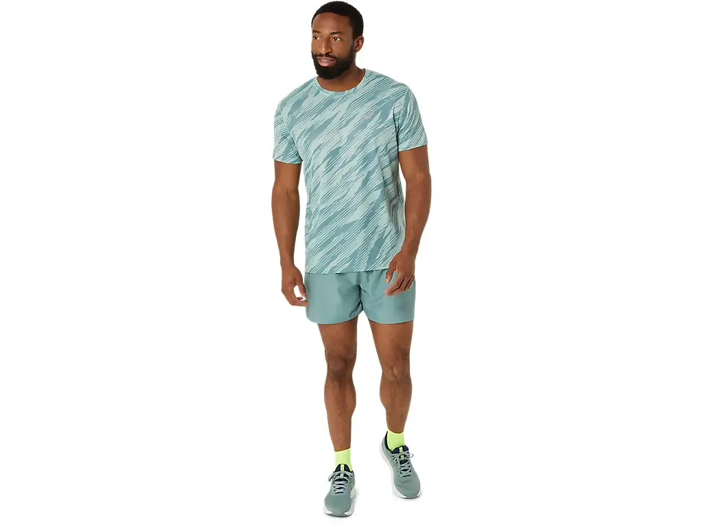 ASICS Core All Over Print Hardloopshirt Korte Mouwen LIGHT CELADON Heren