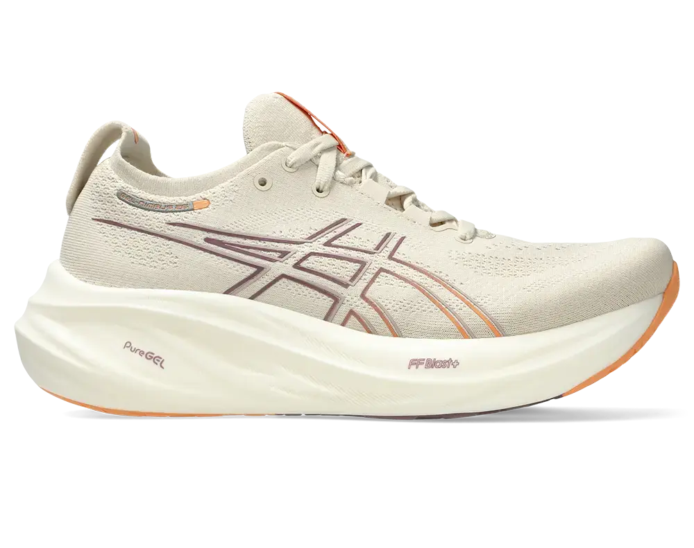 ASICS Gel-Nimbus 26 Hardloopschoenen Lichtbruin/Oranje Dames