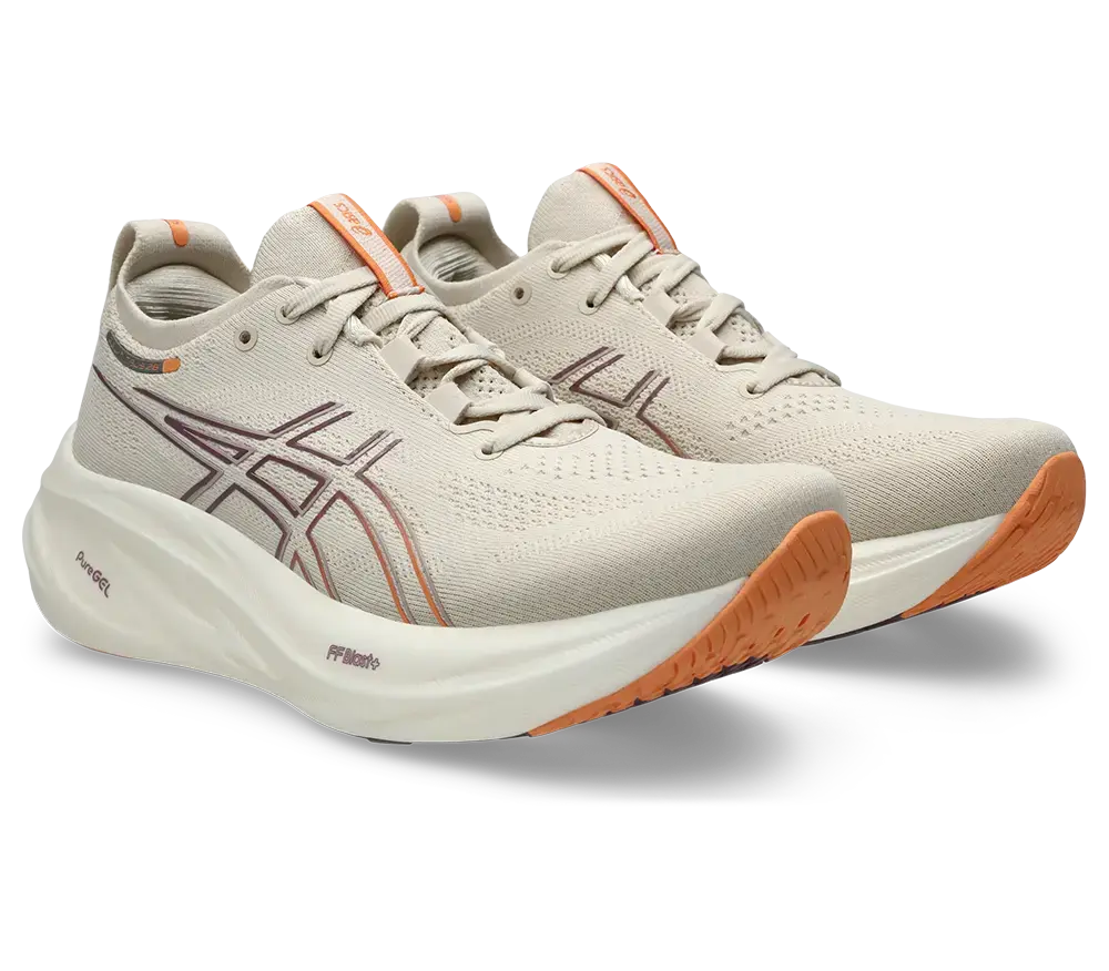 ASICS Gel-Nimbus 26 Hardloopschoenen Lichtbruin/Oranje Dames