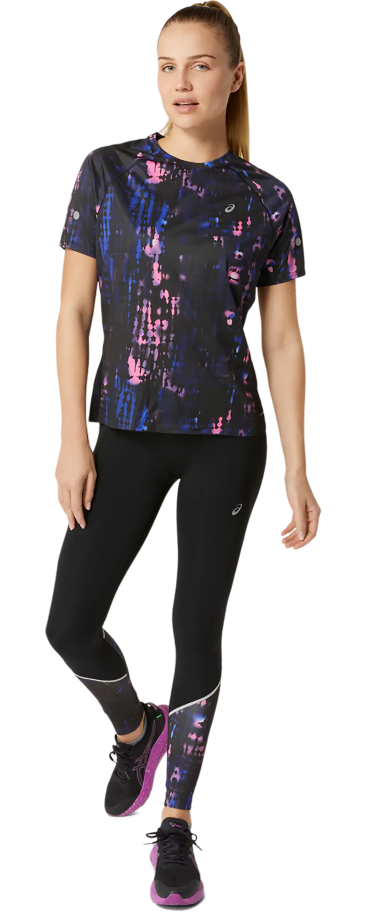 ASICS Road Lite-Show Hardloopshirt Korte Mouwen Zwart/Paars Dames