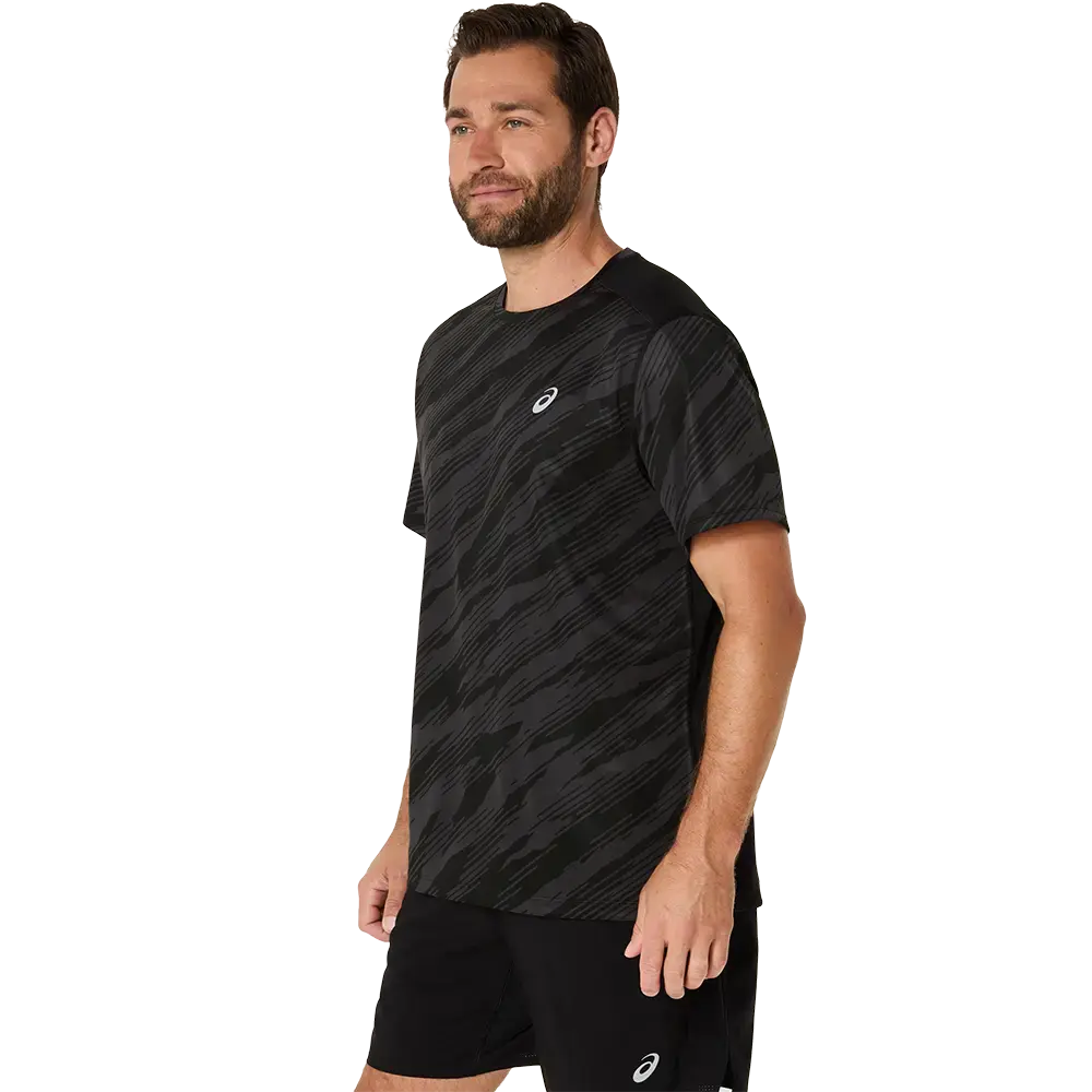 ASICS Core All Over Print Hardloopshirt Korte Mouwen Zwart Heren