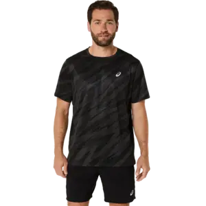 ASICS Core All Over Print Hardloopshirt Korte Mouwen Zwart Heren