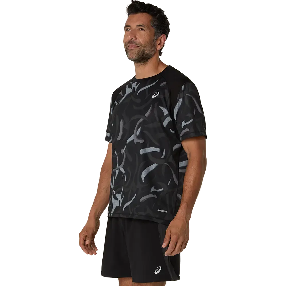 ASICS Road All Over Print Hardloopshirt Korte Mouwen Zwart Heren