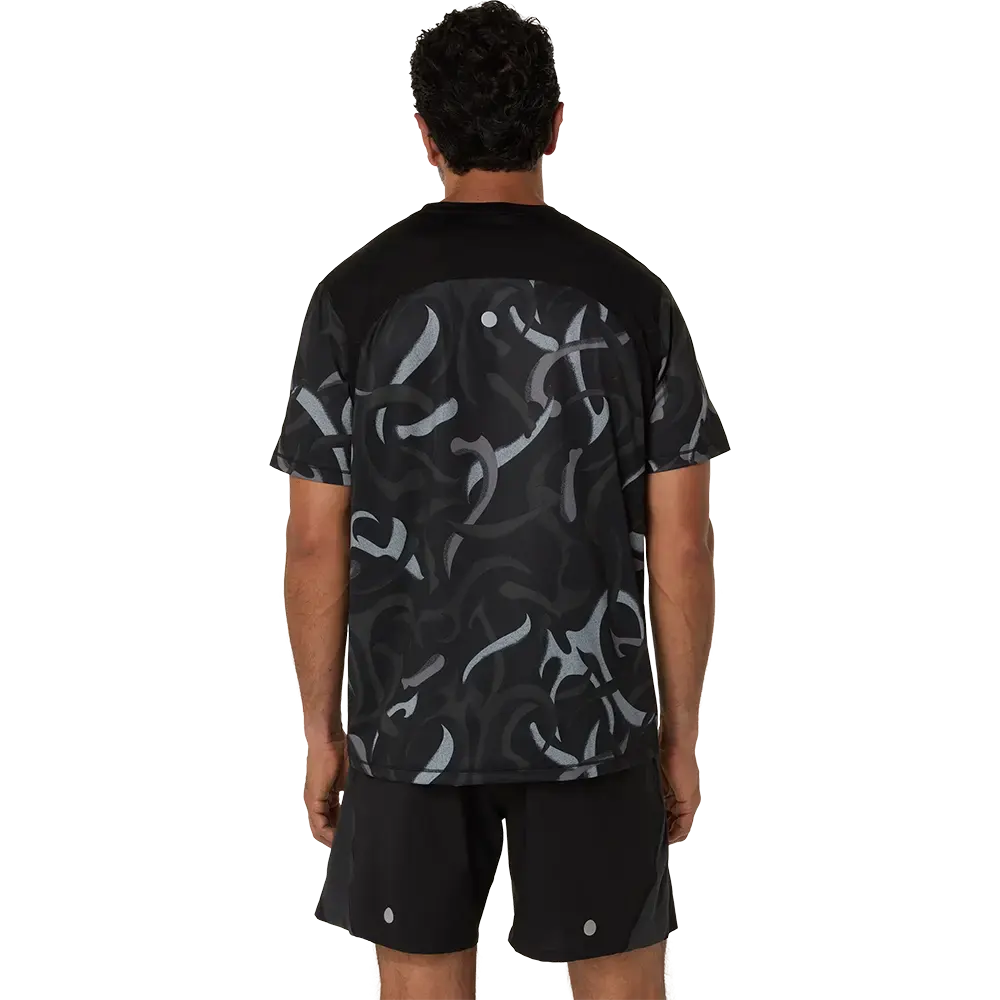 ASICS Road All Over Print Hardloopshirt Korte Mouwen Zwart Heren