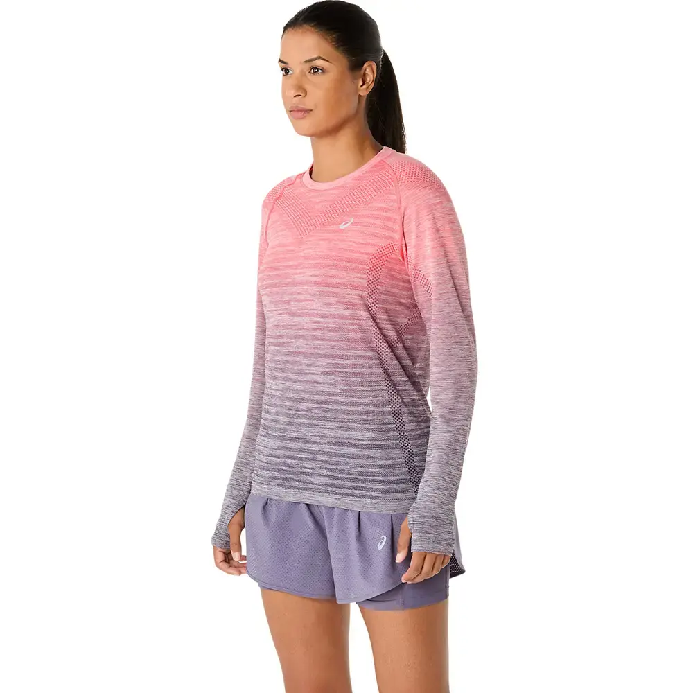 ASICS Seamless Hardloopshirt Lange Mouwen Roze/Paars Dames