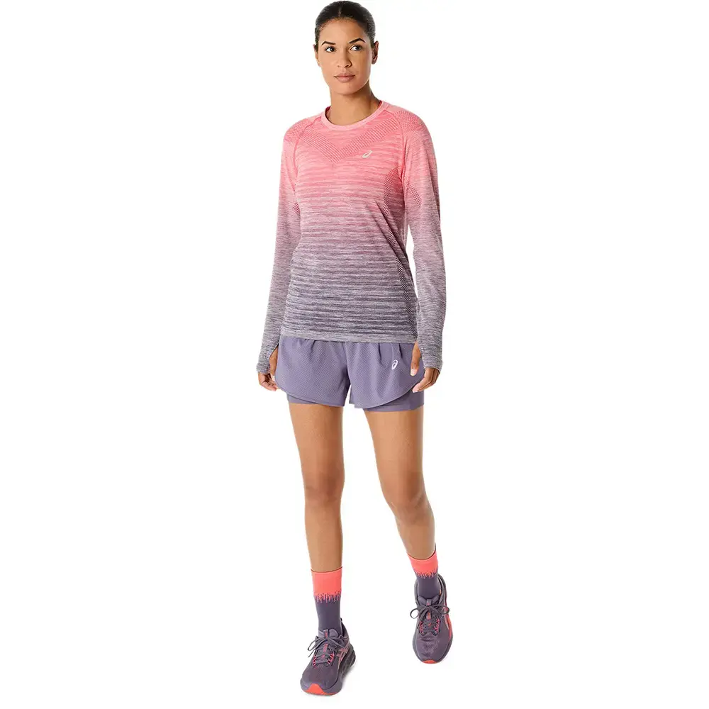 ASICS Seamless Hardloopshirt Lange Mouwen Roze/Paars Dames