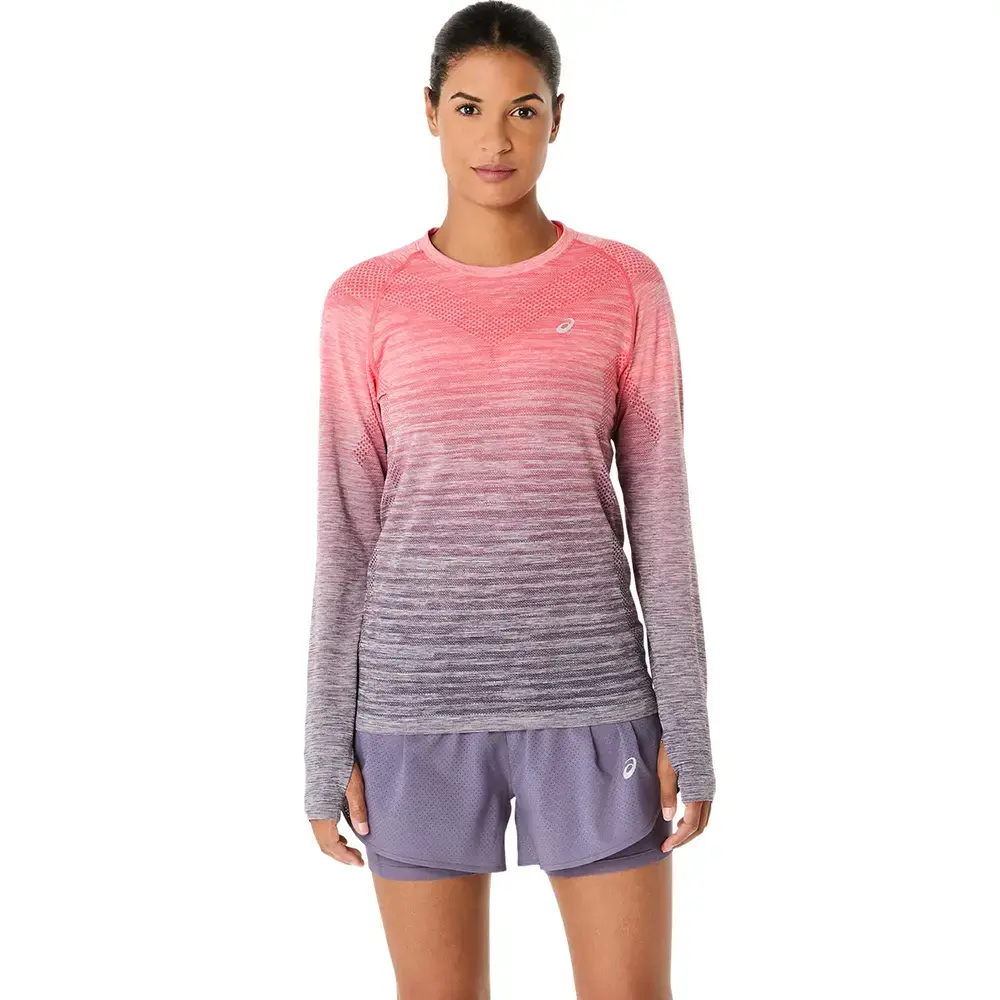 ASICS Seamless Hardloopshirt Lange Mouwen Roze/Paars Dames