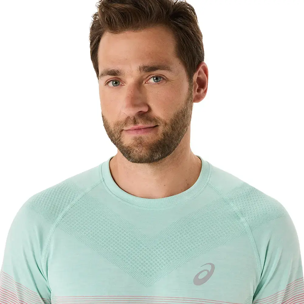 ASICS Seamless Hardloopshirt Lange Mouwen Roze/Groen Heren