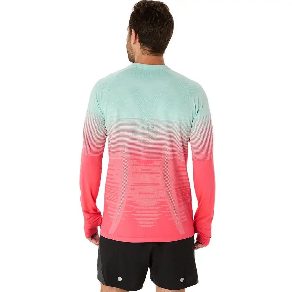 ASICS Seamless Hardloopshirt Lange Mouwen Roze/Groen Heren