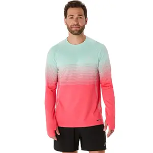 ASICS Seamless Hardloopshirt Lange Mouwen Roze/Groen Heren