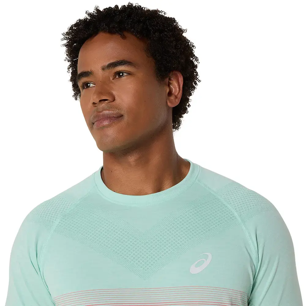 ASICS Seamless Hardloopshirt Korte Mouwen Roze/Groen Heren