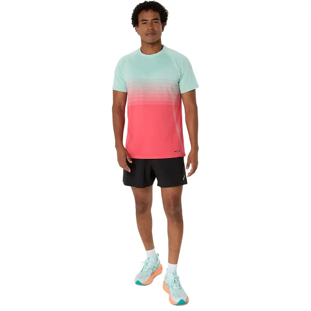 ASICS Seamless Hardloopshirt Korte Mouwen Roze/Groen Heren