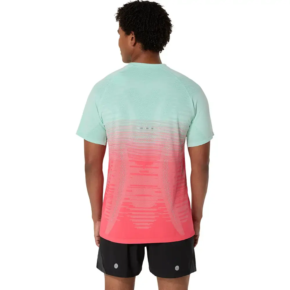 ASICS Seamless Hardloopshirt Korte Mouwen Roze/Groen Heren