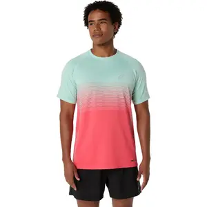 ASICS Seamless Hardloopshirt Korte Mouwen Roze/Groen Heren