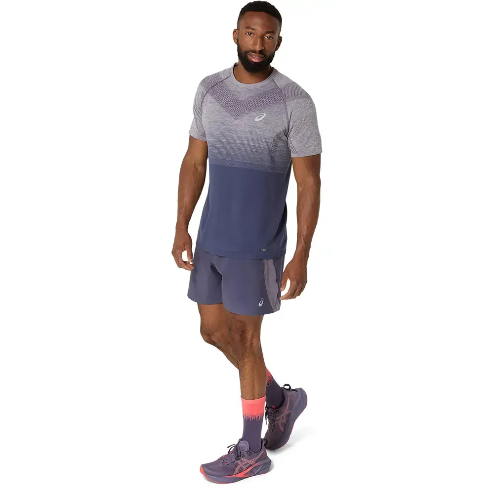 ASICS Seamless Hardloopshirt Korte Mouwen Paars/Grijs Heren