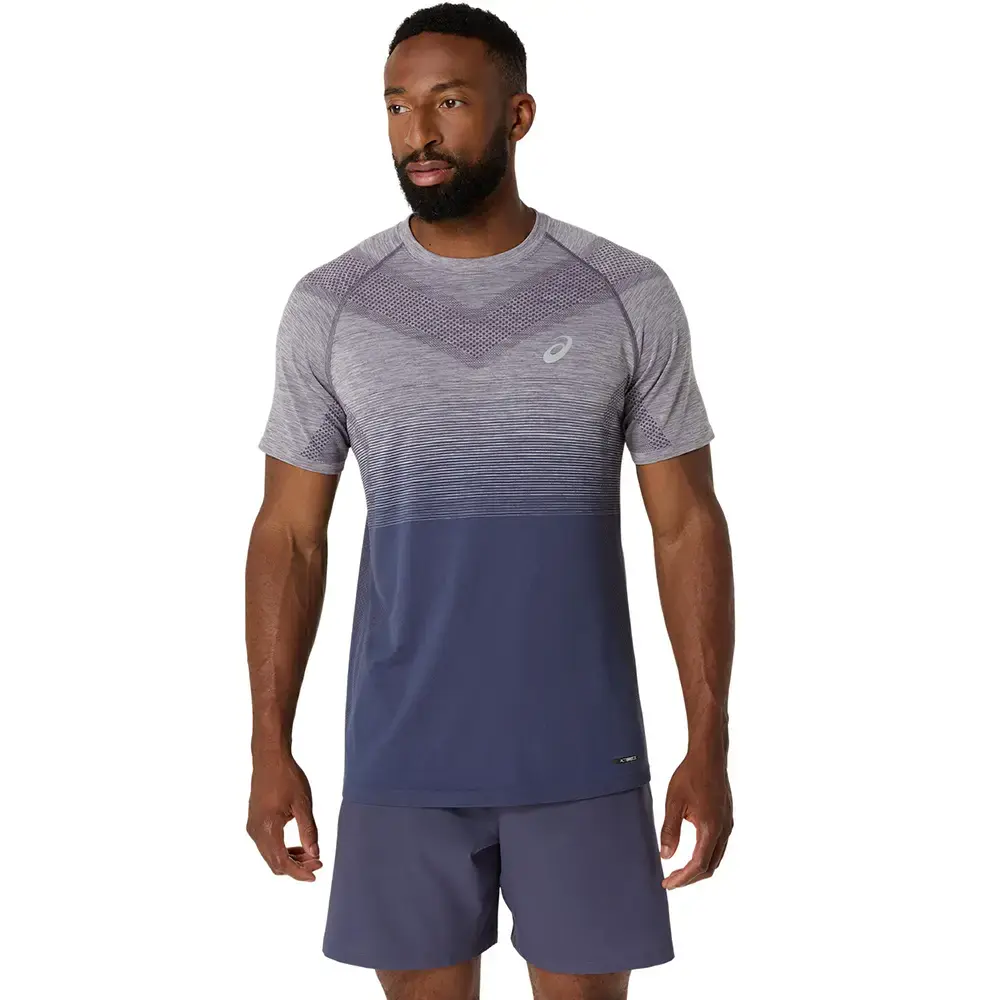 ASICS Seamless Hardloopshirt Korte Mouwen Paars/Grijs Heren