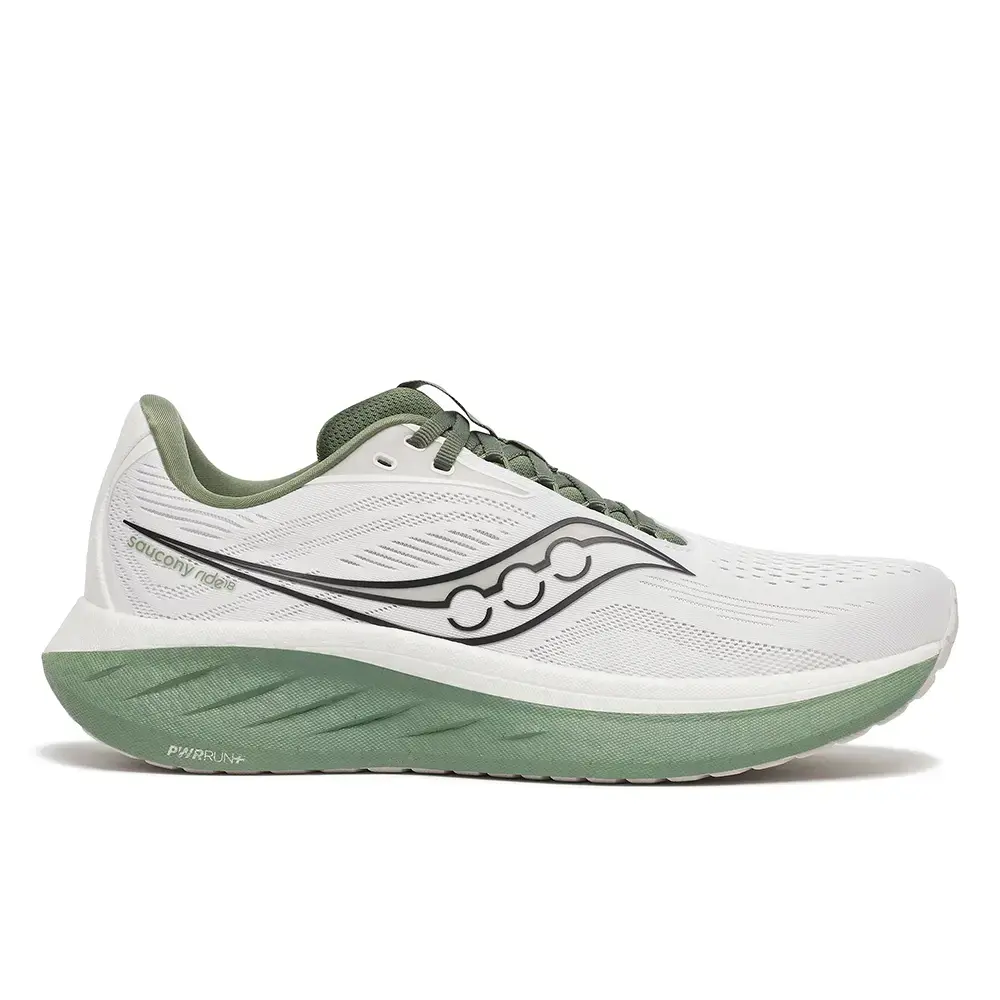 Saucony Ride 18 Hardloopschoenen Wit/Olijfgroen Heren