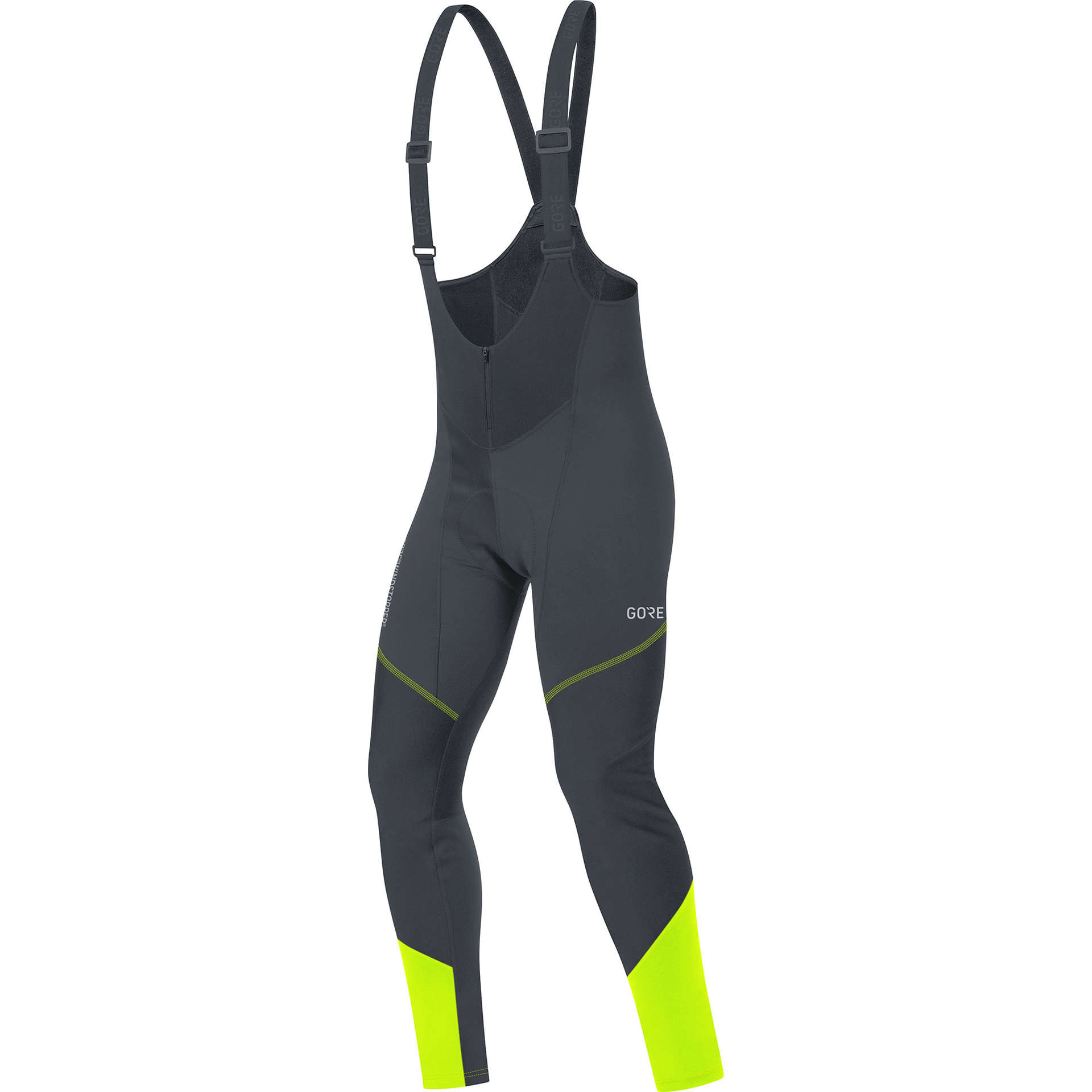 GORE Wear C3 Windstopper Tights+ Fietsbroek Lang Met Zeem Zwart/Neon Geel Heren