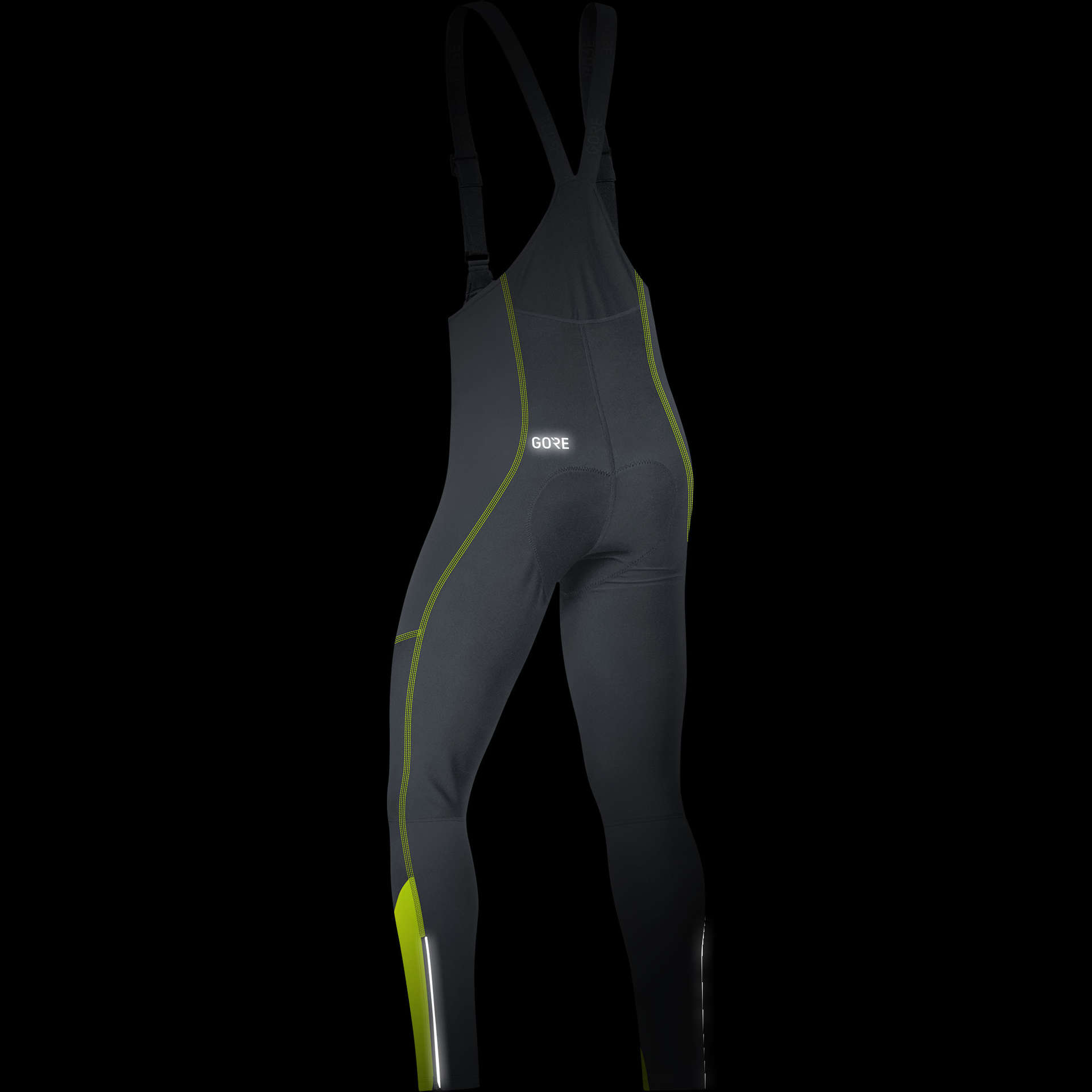 GORE Wear C3 Windstopper Tights+ Fietsbroek Lang Met Zeem Zwart/Neon Geel Heren