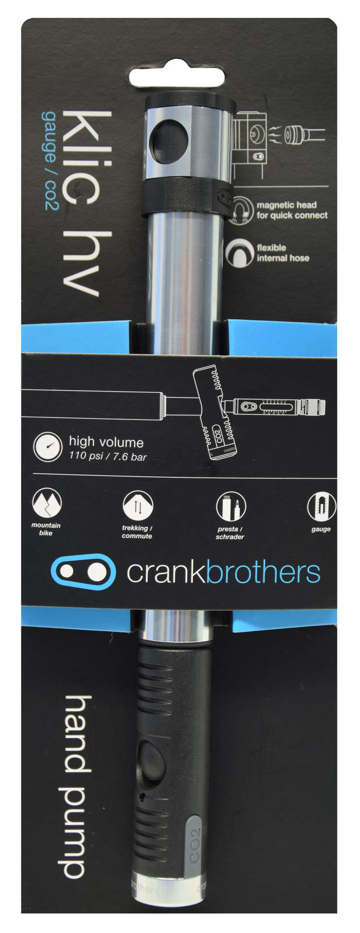 Crankbrothers Klic HV Manometer Minipomp/CO2-Pomp Zilver