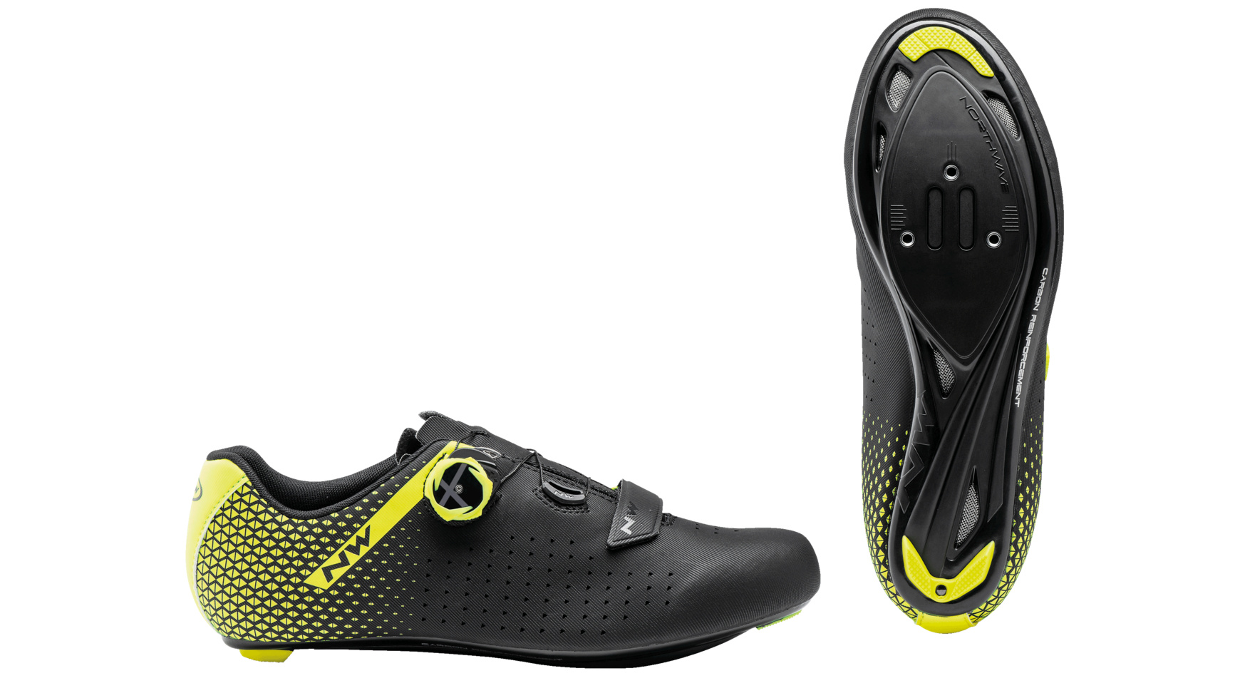 Northwave Core Plus 2 Wielrenschoenen Zwart/Fluo Geel Heren