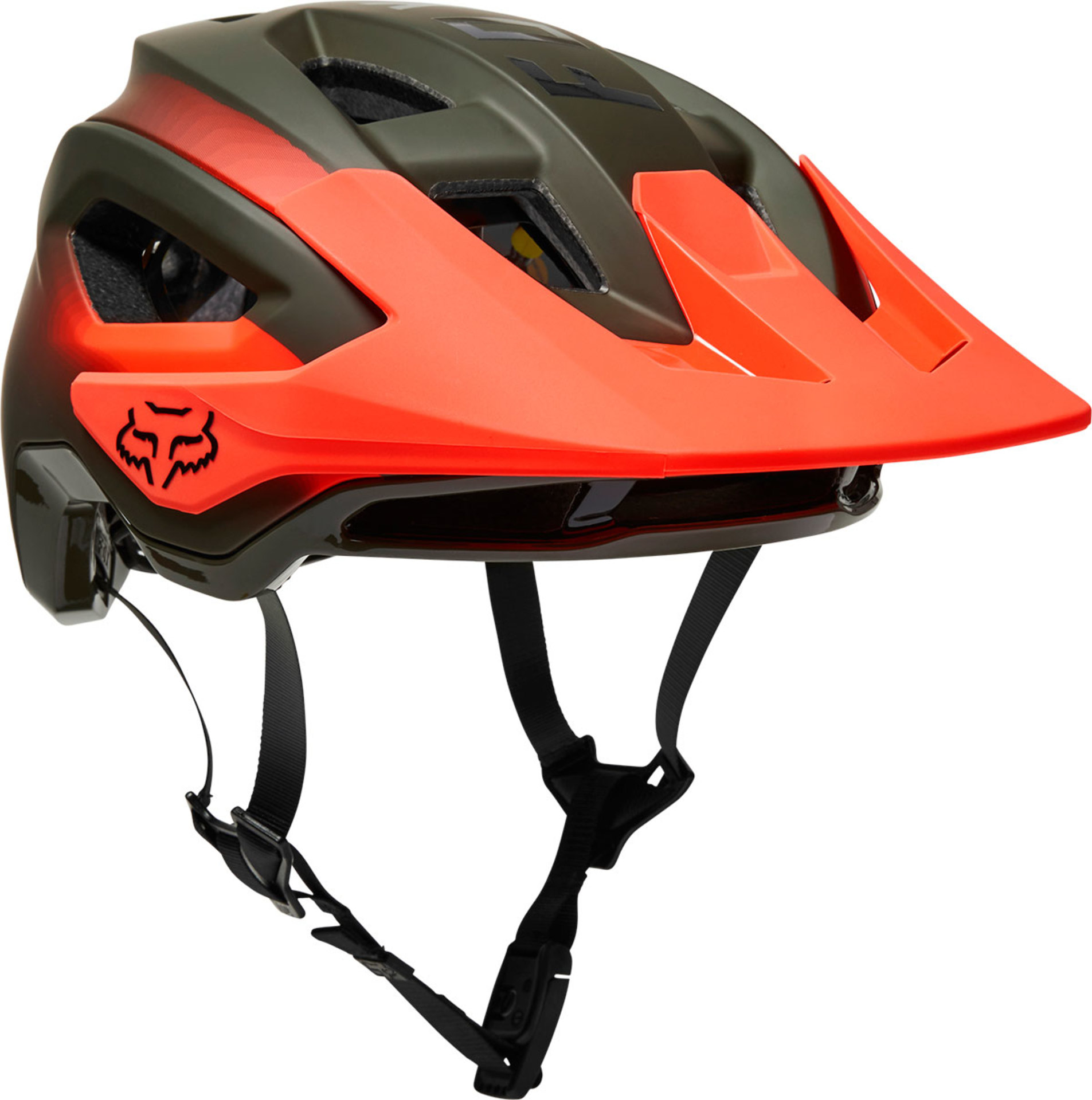 Fox Speedframe Pro MIPS MTB Fietshelm Oranje/Olijfgroen