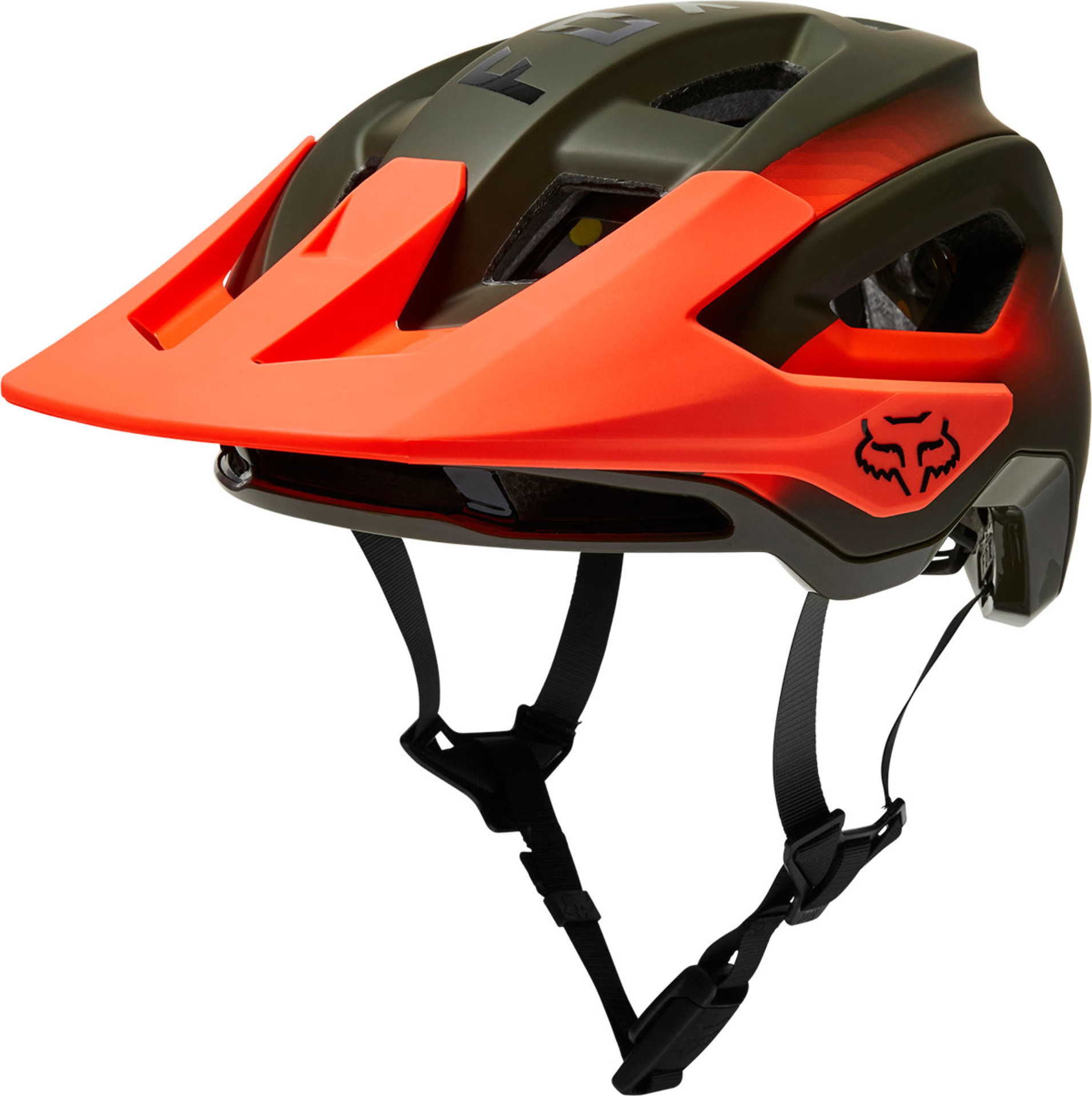 Fox Speedframe Pro MIPS MTB Fietshelm Oranje/Olijfgroen