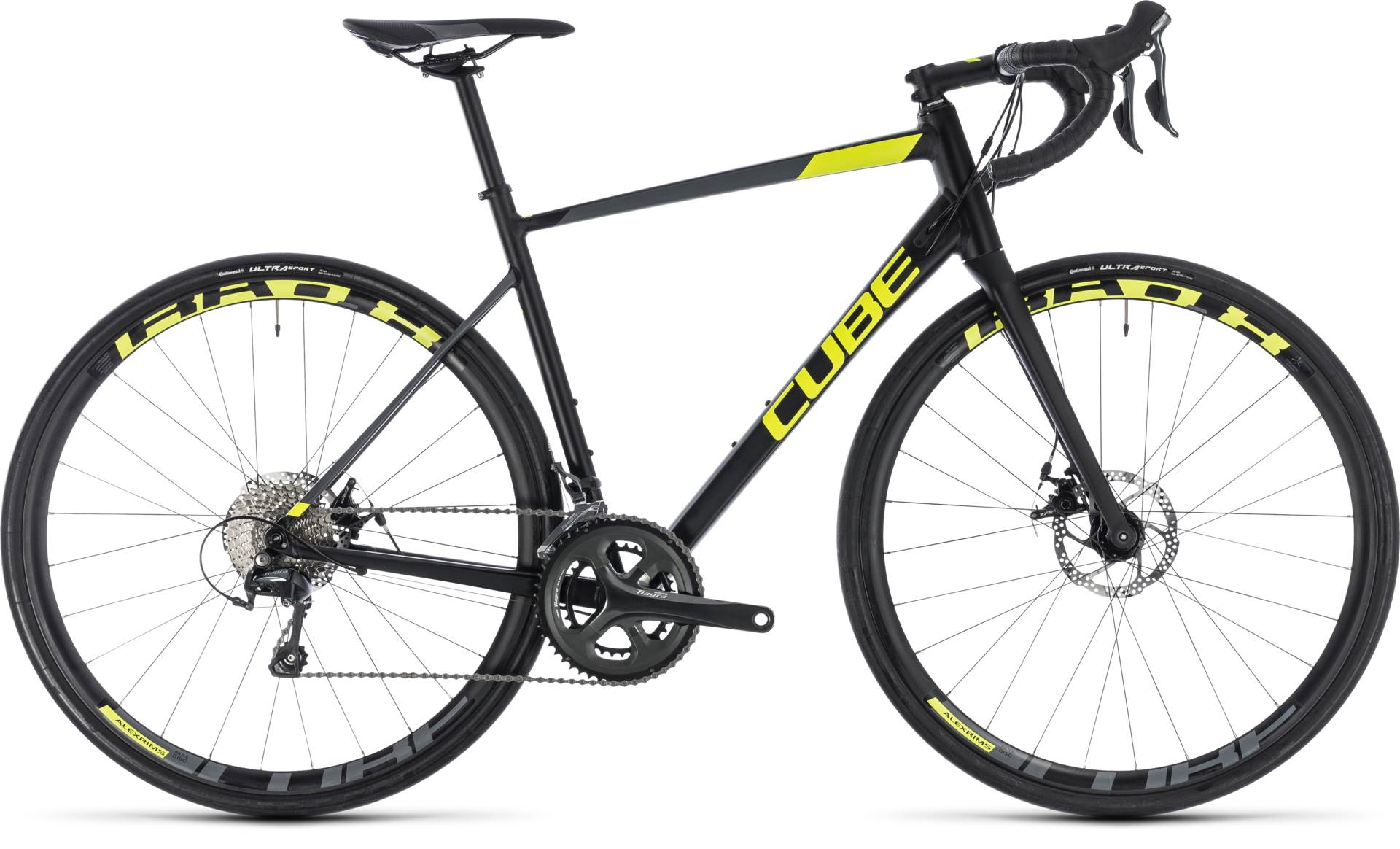 Cube Attain Race Disc Black/Flashyellow Racefiets Heren