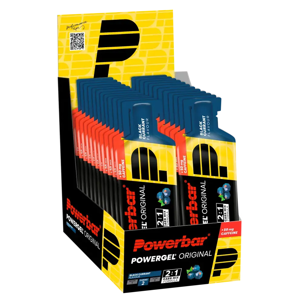 PowerBar Powergel Cafeïne Zwarte Bes Gel 24 stuks