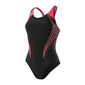 Speedo E10 Fit Laneback Badpak Zwart/Rood/Groen Dames