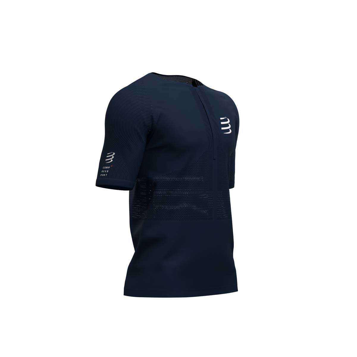 Compressport Trail Half-Zip Fitted Hardloopshirt Korte Mouwen Blauw Heren