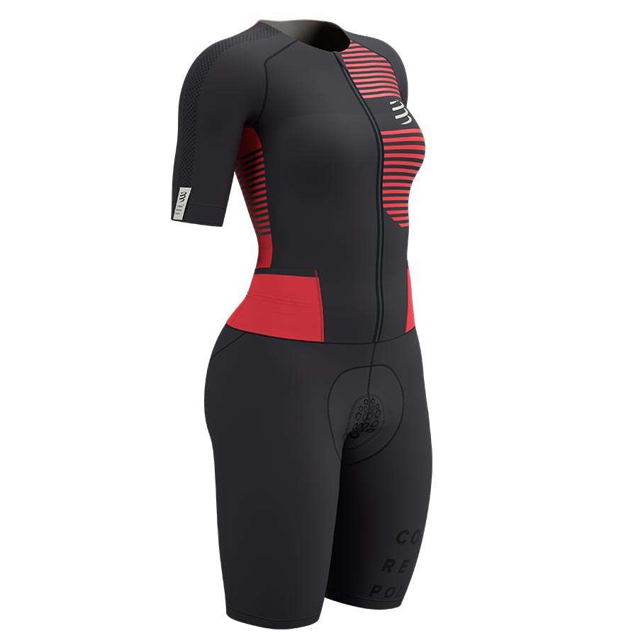 Compressport Aero Trisuit Korte Mouwen Zwart/Roze Dames