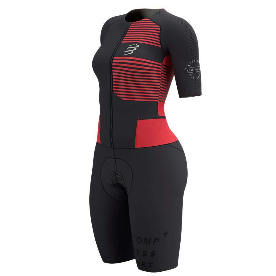 Compressport Aero Trisuit Korte Mouwen Zwart/Roze Dames