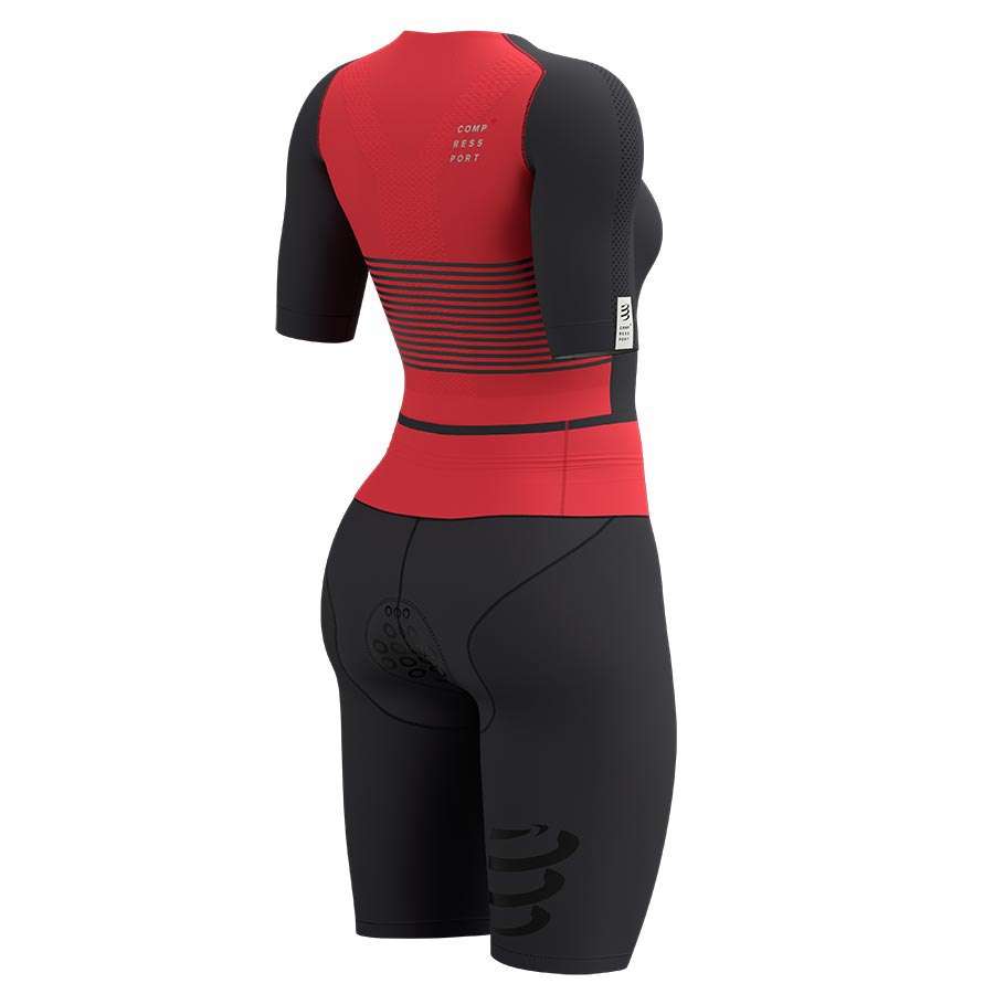 Compressport Aero Trisuit Korte Mouwen Zwart/Roze Dames