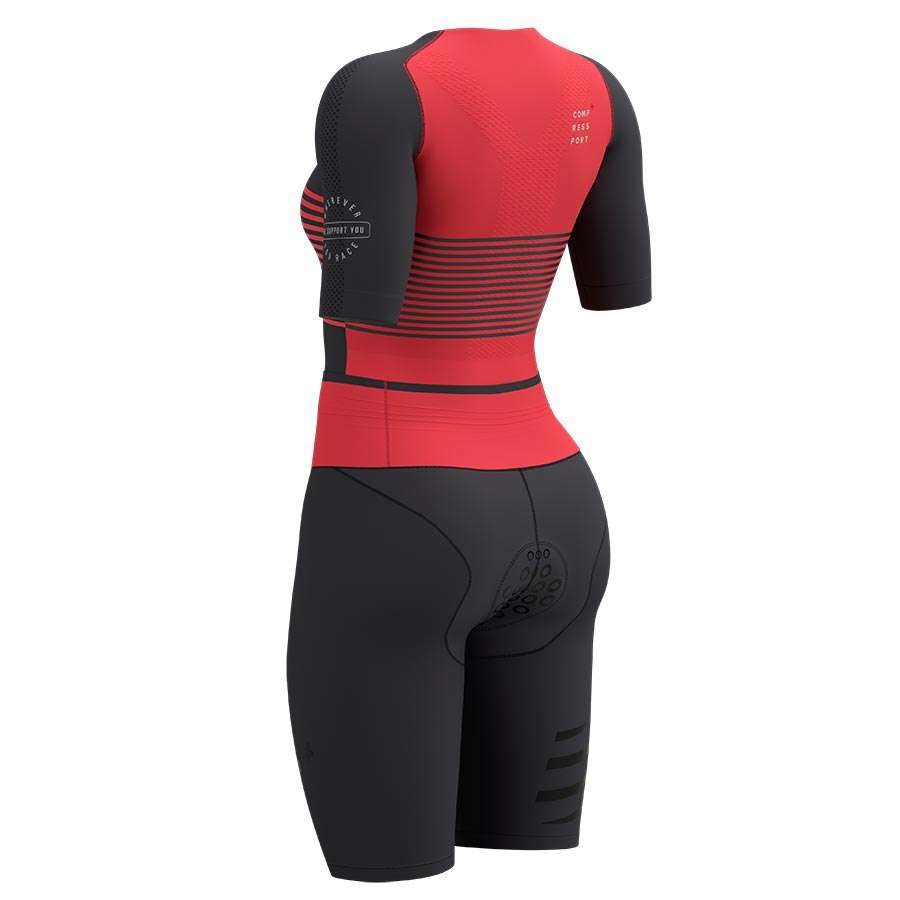 Compressport Aero Trisuit Korte Mouwen Zwart/Roze Dames