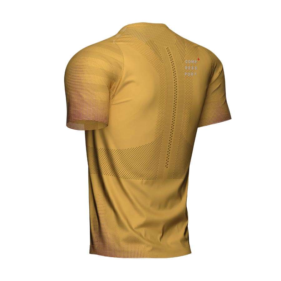 Compressport Racing Hardloopshirt Korte Mouwen Goud Heren