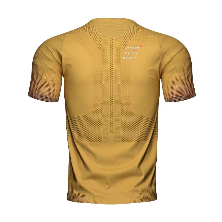 Compressport Racing Hardloopshirt Korte Mouwen Goud Heren