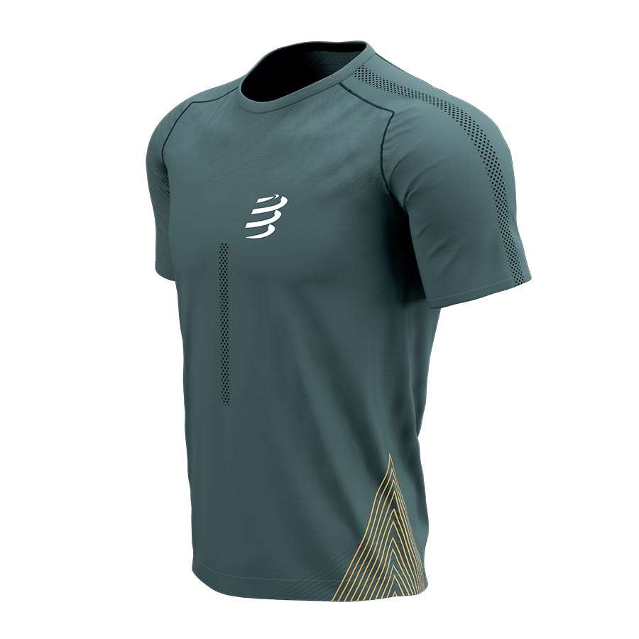 Compressport Performance Hardloopshirt Korte Mouwen Groen Heren