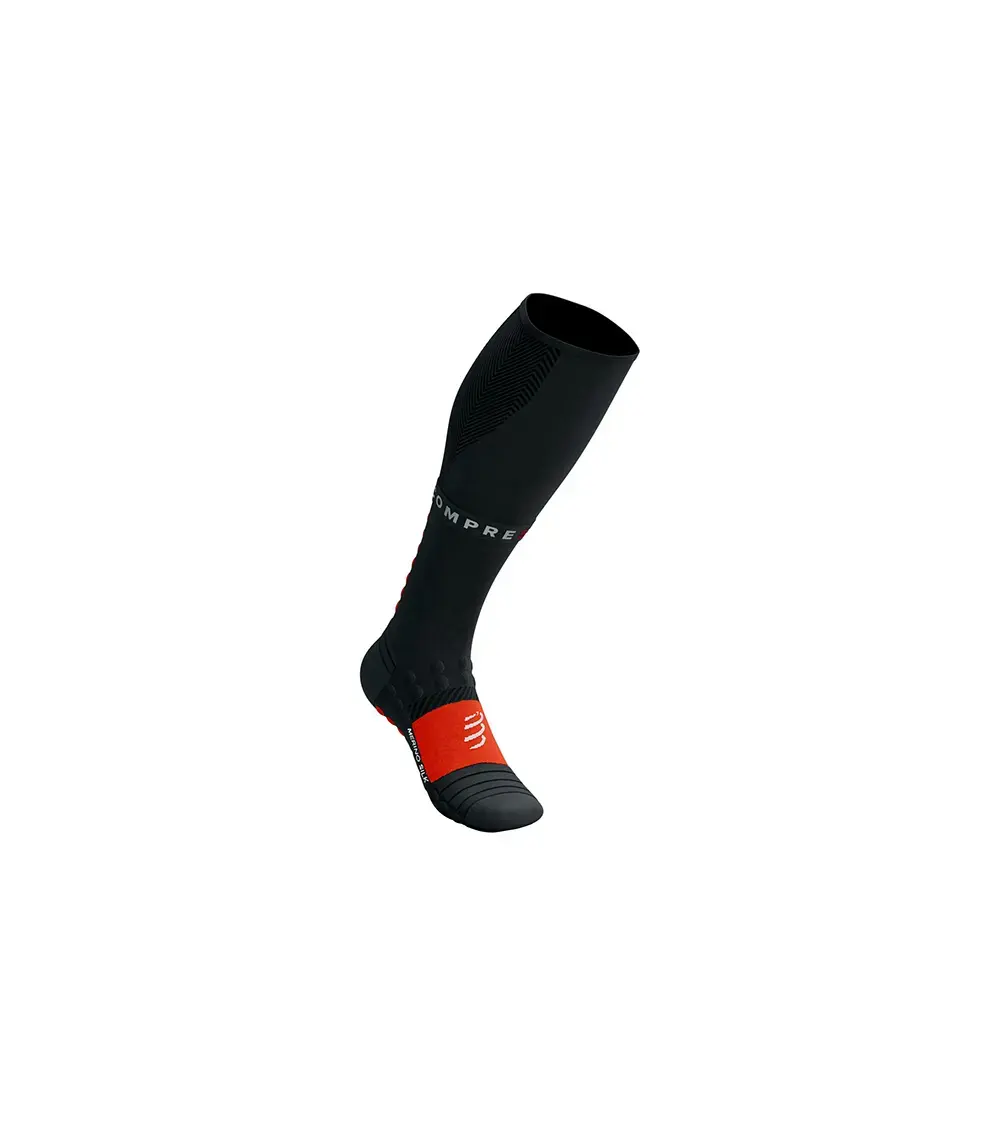 Compressport Full Socks Winter Run Hardloopsokken Zwart/Rood