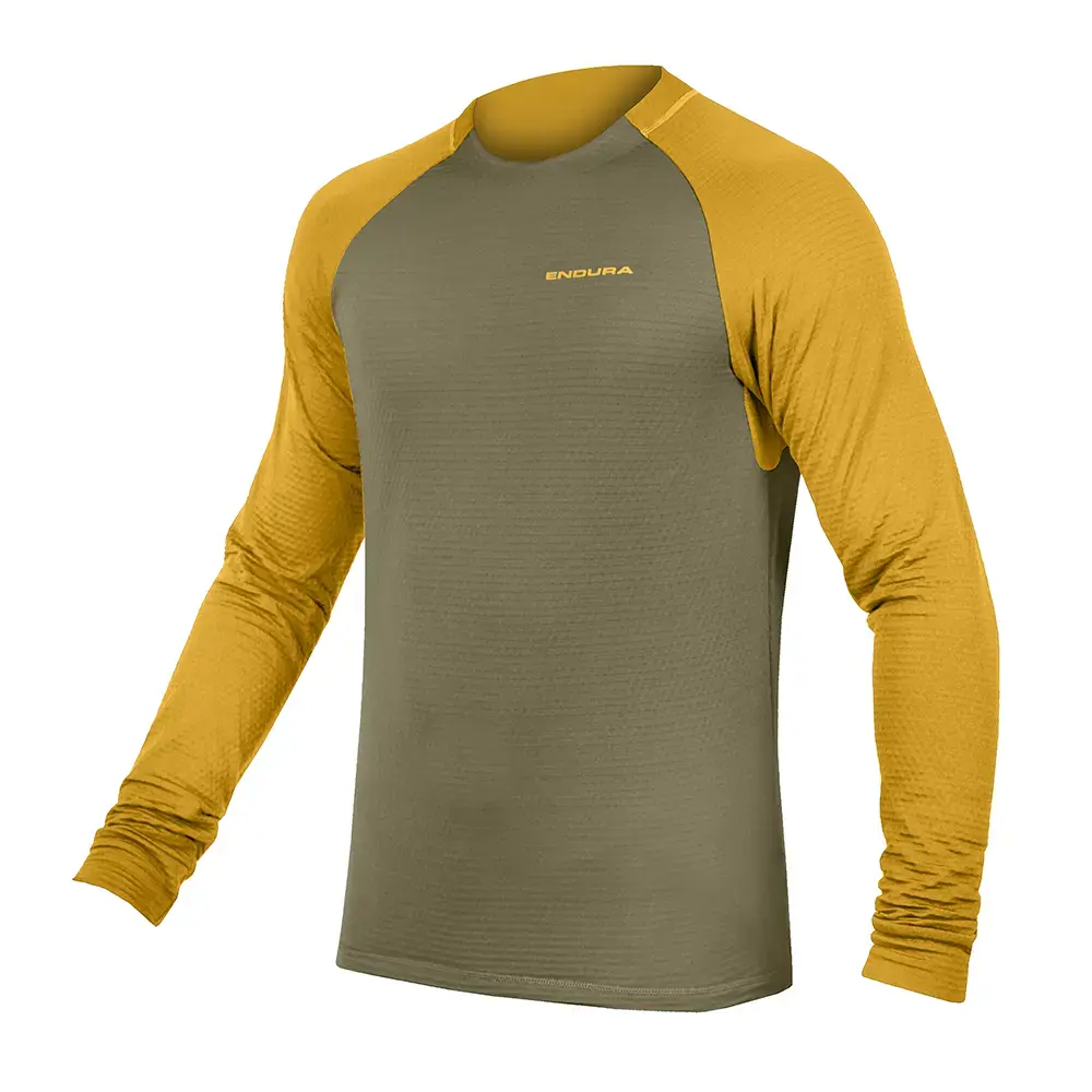 Endura Singletrack Fleece MTB Fietsshirt Lange Mouwen Groen/Geel Heren