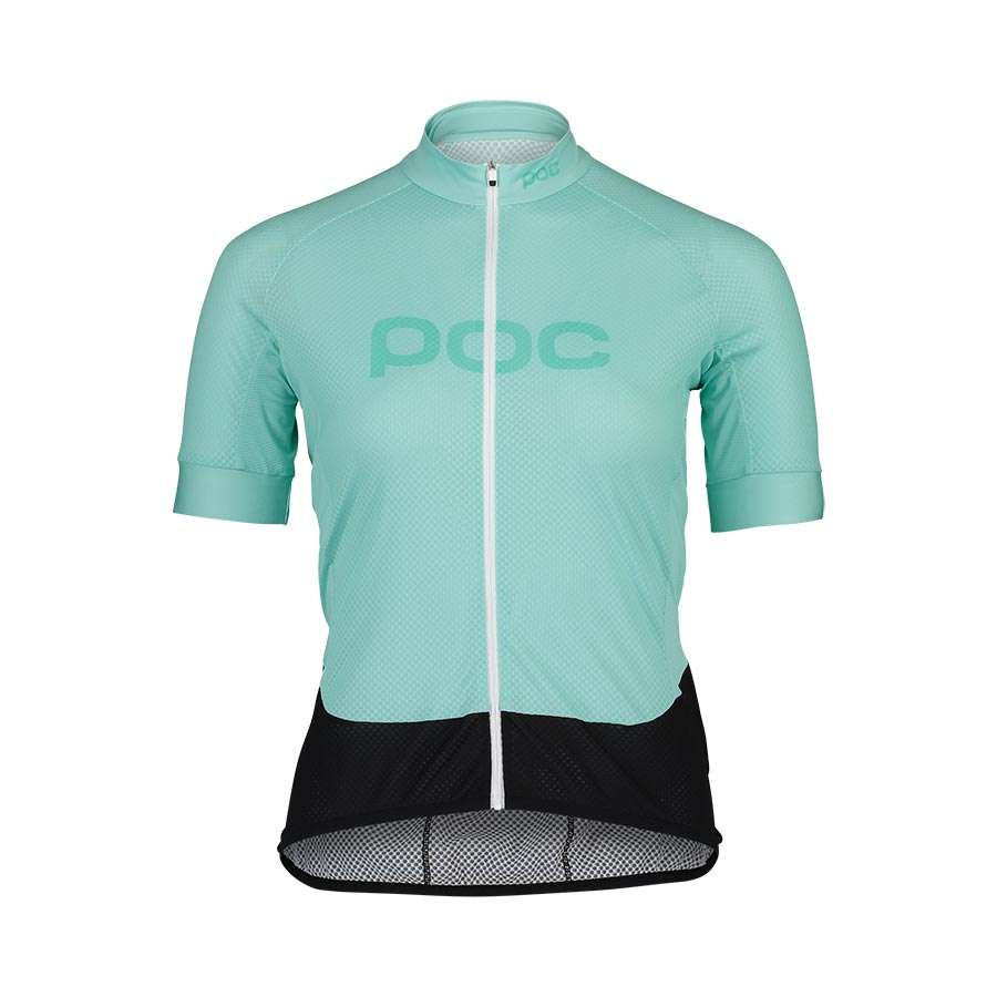 POC Essential Road Logo Fietsshirt Korte Mouwen Fluo Lichtgroen/Groen Dame