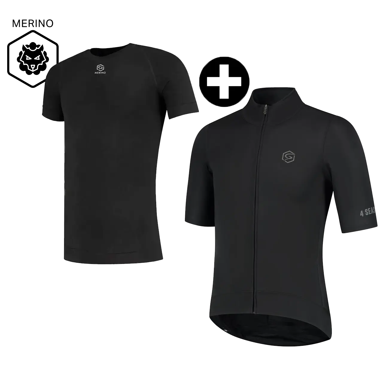 FUTURUM 4 SEASONS PRO Raceday Fietsjack Zwart + Merino Ondershirt