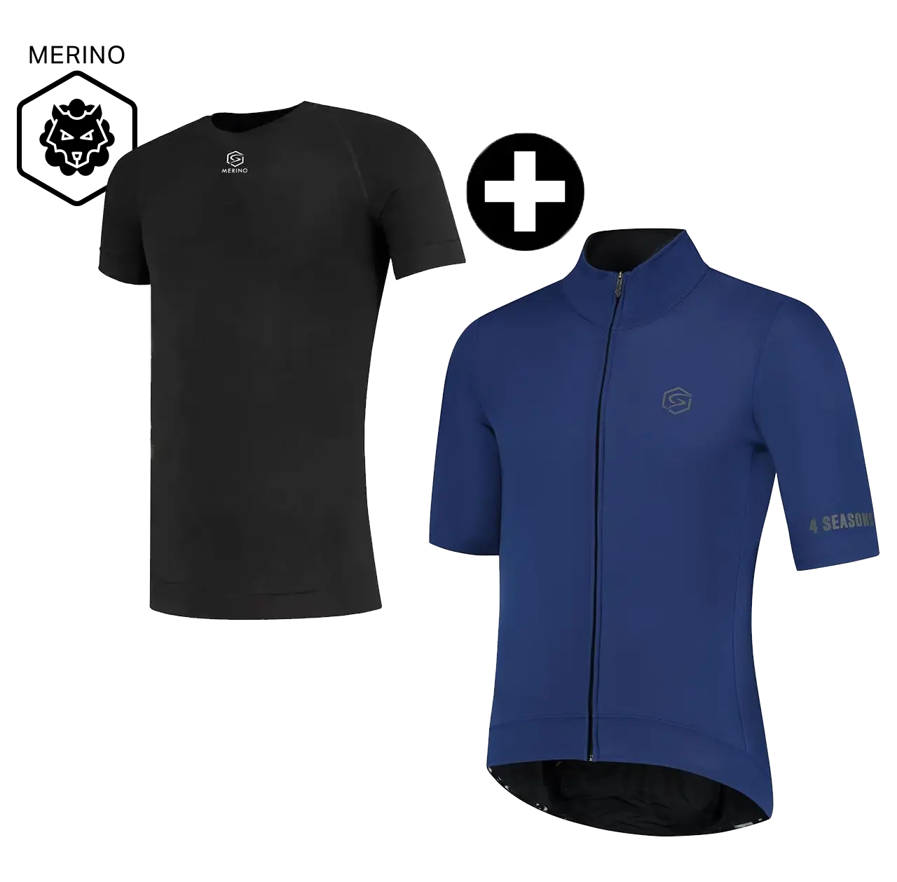 FUTURUM 4 SEASONS PRO Raceday Fietsjack Donkerblauw + Merino Ondershirt