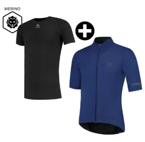 FUTURUM 4 SEASONS PRO Raceday Fietsjack Donkerblauw + Merino Ondershirt