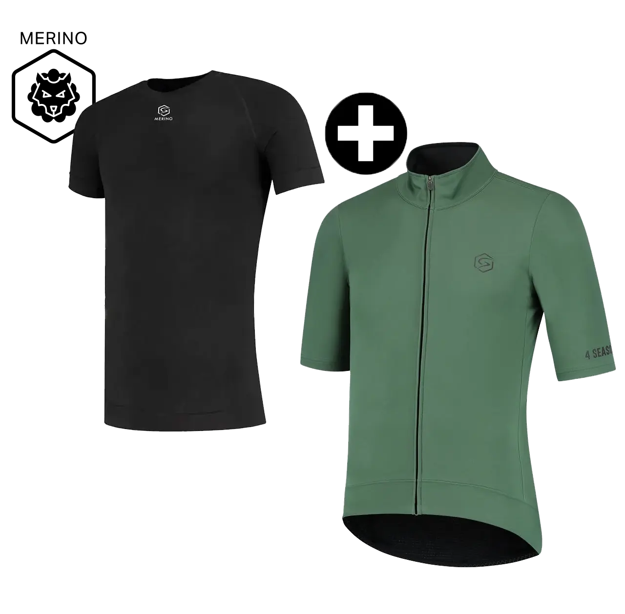 FUTURUM 4 SEASONS PRO Raceday Fietsjack Groen + Merino Ondershirt