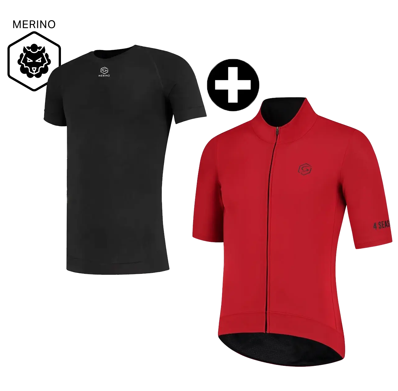 FUTURUM 4 SEASONS PRO Raceday Fietsjack Rood + Merino Ondershirt