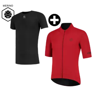 FUTURUM 4 SEASONS PRO Raceday Fietsjack Rood + Merino Ondershirt